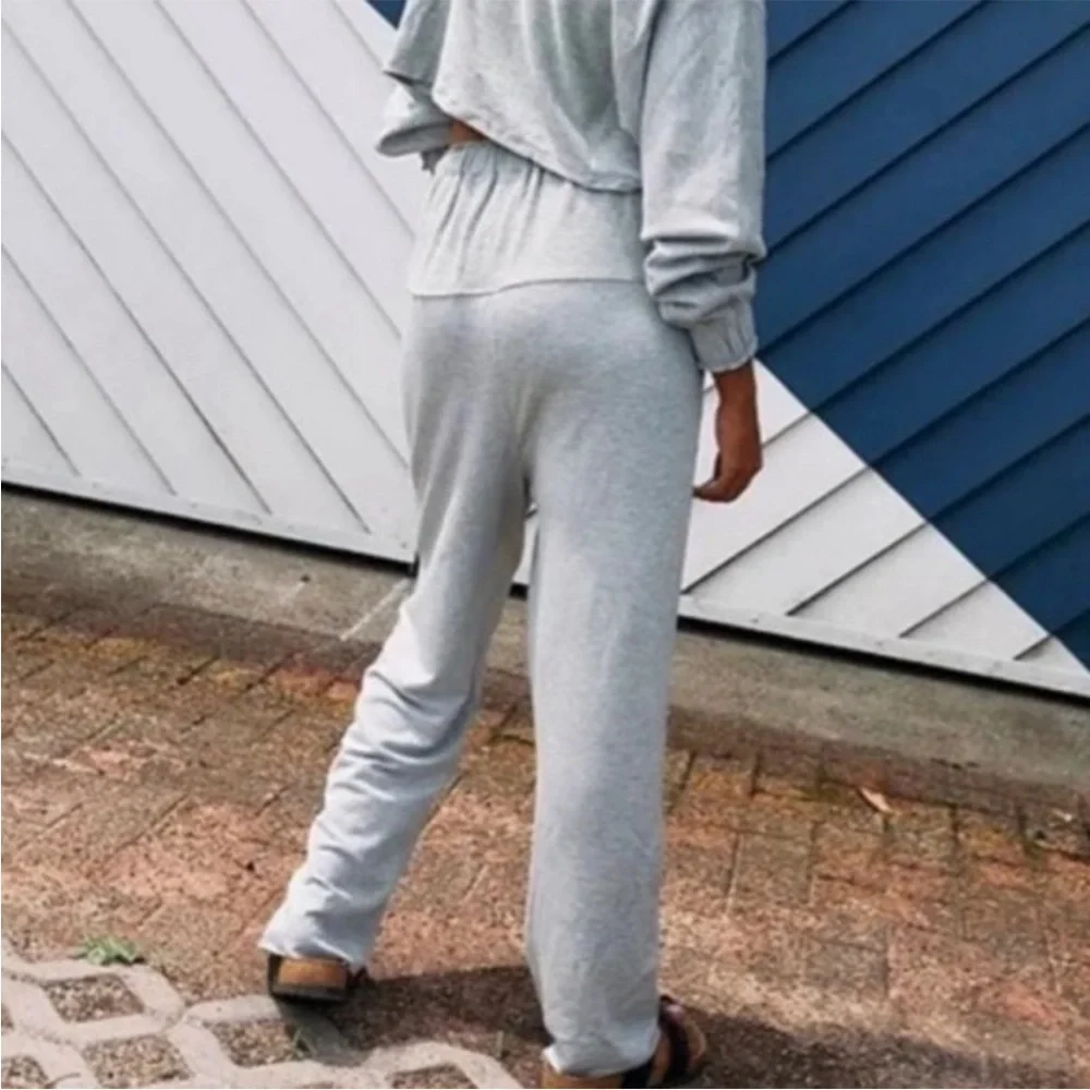 NWT FP Movement Free People Surfside Straight Leg Jogger Pants In Light Grey
